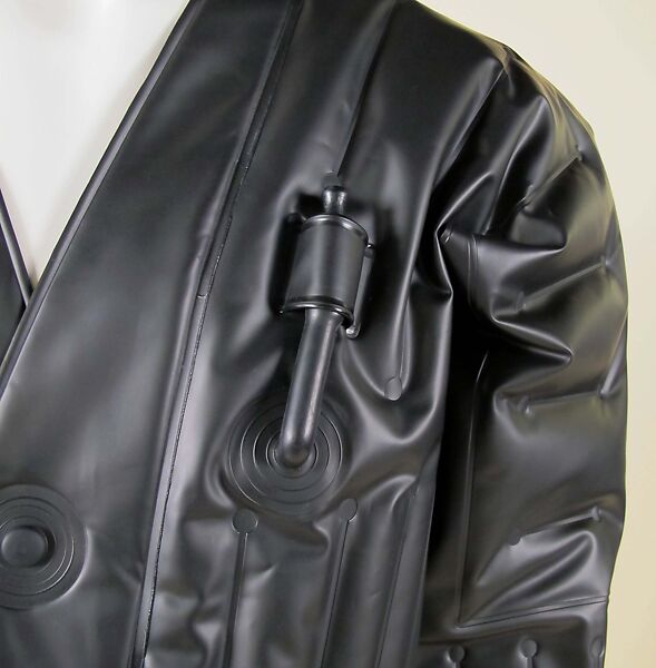 Jacket, Issey Miyake (Japanese, 1938–2022), plastic (polyurethane), metal, Japanese