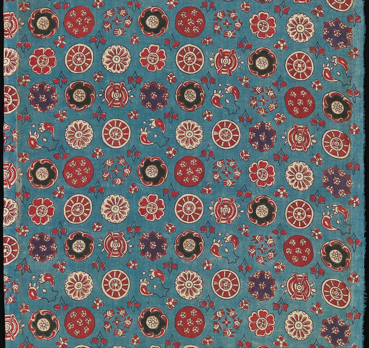 Sarasa with Small Rosettes, Cotton (painted resist and mordant, dyed), India (Coromandel Coast), for the Japanese market