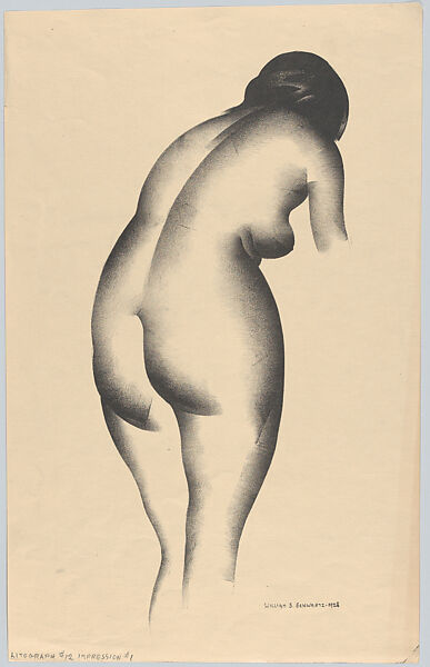 View of Female Nude (Lithograph #12), William Samuel Schwartz (American, Smorgon, Belarus 1896–1977 Chicago), Lithograph 