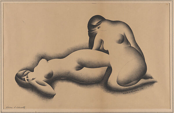 Two Nudes (Lithograph #26), William Samuel Schwartz (American, Smorgon, Belarus 1896–1977 Chicago), Lithograph 