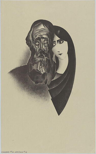 Old Man and Young Woman (Lithograph #30), William Samuel Schwartz (American, Smorgon, Belarus 1896–1977 Chicago), Lithograph 