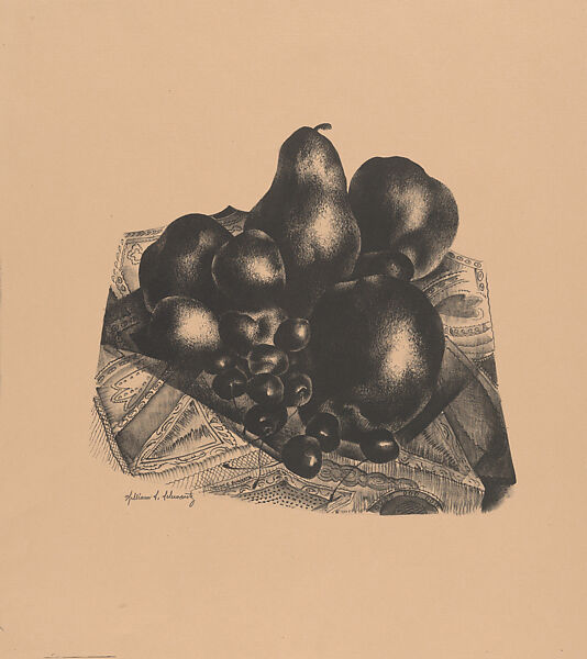 Still-Life: Cherries, Apples, Pears (Lithograph #43), William Samuel Schwartz (American, Smorgon, Belarus 1896–1977 Chicago), Lithograph 