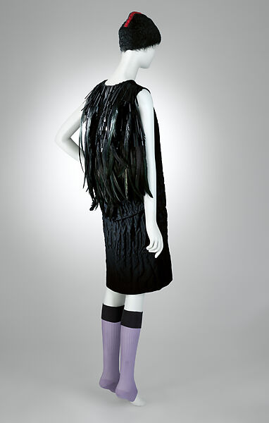 Ensemble, Prada (Italian, founded 1913), (a) wool, silk, synthetic, feathers, (b) wool, (c, d) silk, Italian