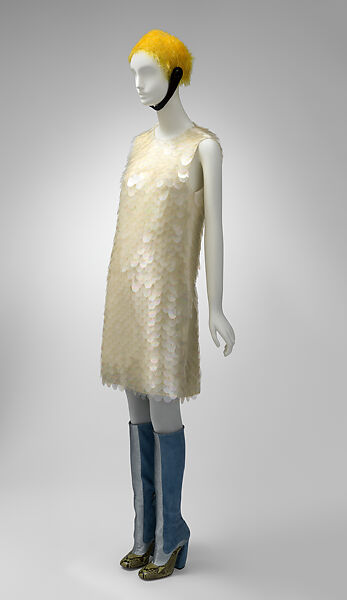 Ensemble, Prada (Italian, founded 1913), (a) silk, polyester, glass, metal, (b) silk, polyester, cupro, synthetic, (c) wool, cupro, (d–h) python, leather, metal (i, j) metal, (k, l) leather, python, Lurex, metal, Italian