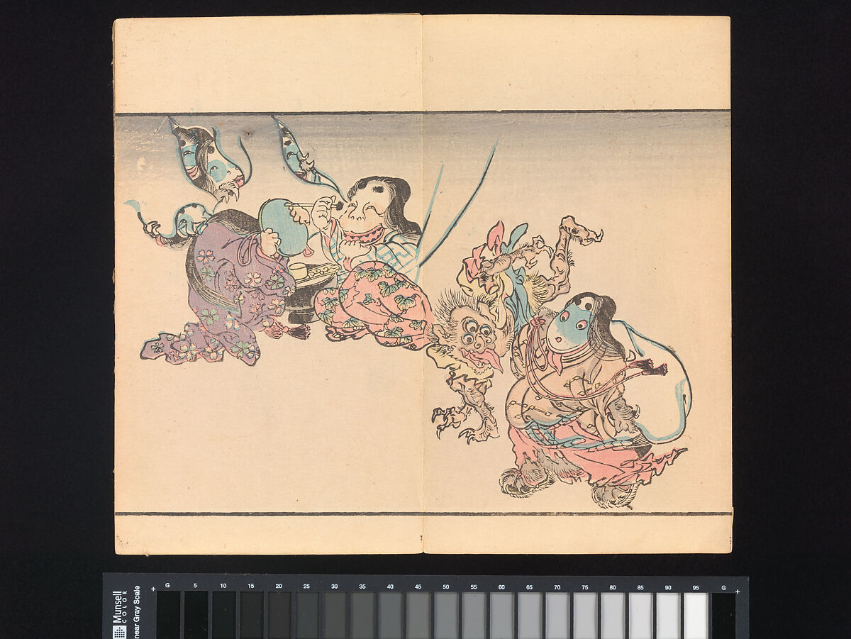 Kyōsai’s Pictures of One Hundred Demons, Kawanabe Kyōsai 河鍋暁斎 (Japanese, 1831–1889), Woodblock printed book (orihon, accordion-style binding); ink and color on paper, Japan