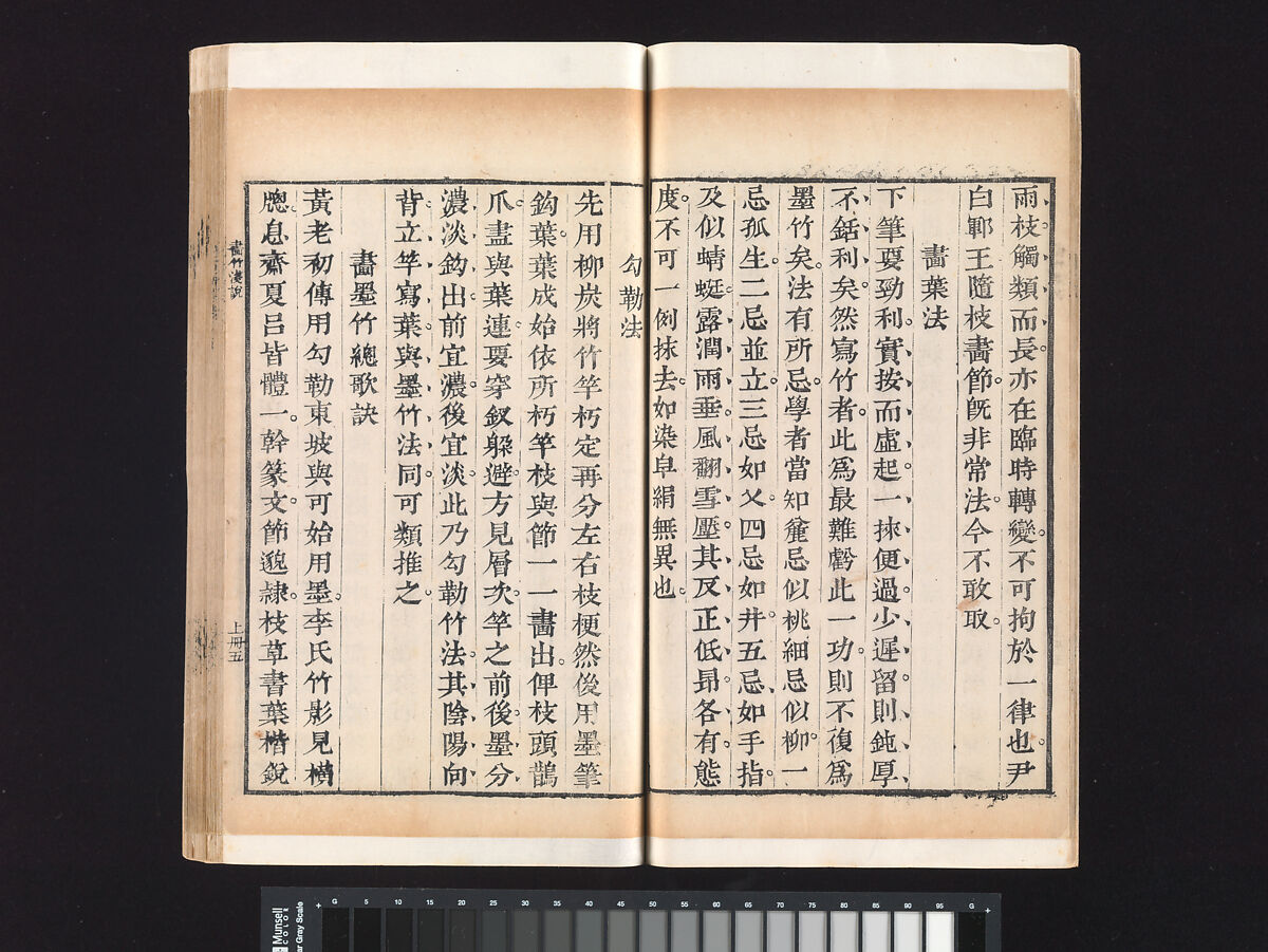 “Bamboo” section, from the Mustard Seed Garden Manual of Painting, Wang Gai (Chinese, 1645–1710), Woodblock-printed book; ink and color on paper, China