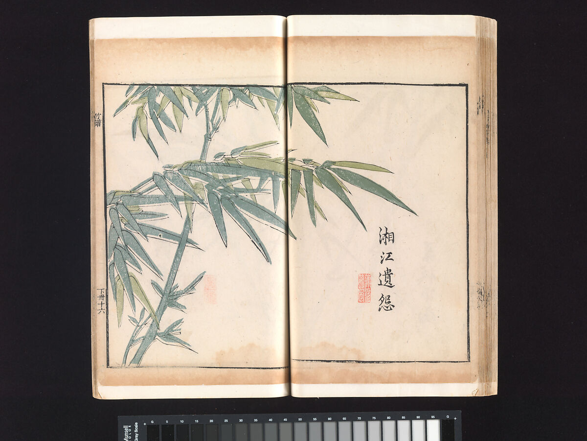 “Bamboo” section, from the Mustard Seed Garden Manual of Painting, Wang Gai (Chinese, 1645–1710), Woodblock-printed book; ink and color on paper, China