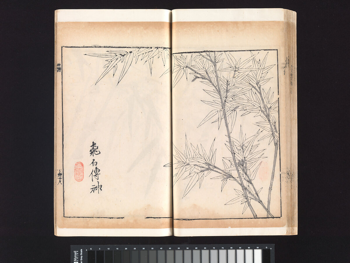 “Bamboo” section, from the Mustard Seed Garden Manual of Painting, Wang Gai (Chinese, 1645–1710), Woodblock-printed book; ink and color on paper, China