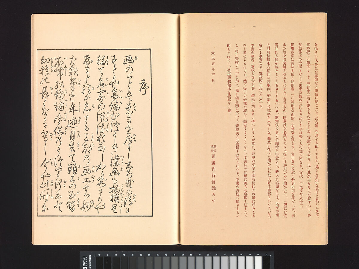 A Mirror of Yoshiwara Beauties, Katsukawa Shunshō 勝川春章 (Japanese, 1726–1792), Woodblock printed book (Japanese-style binding), ink and color on paper, Japan