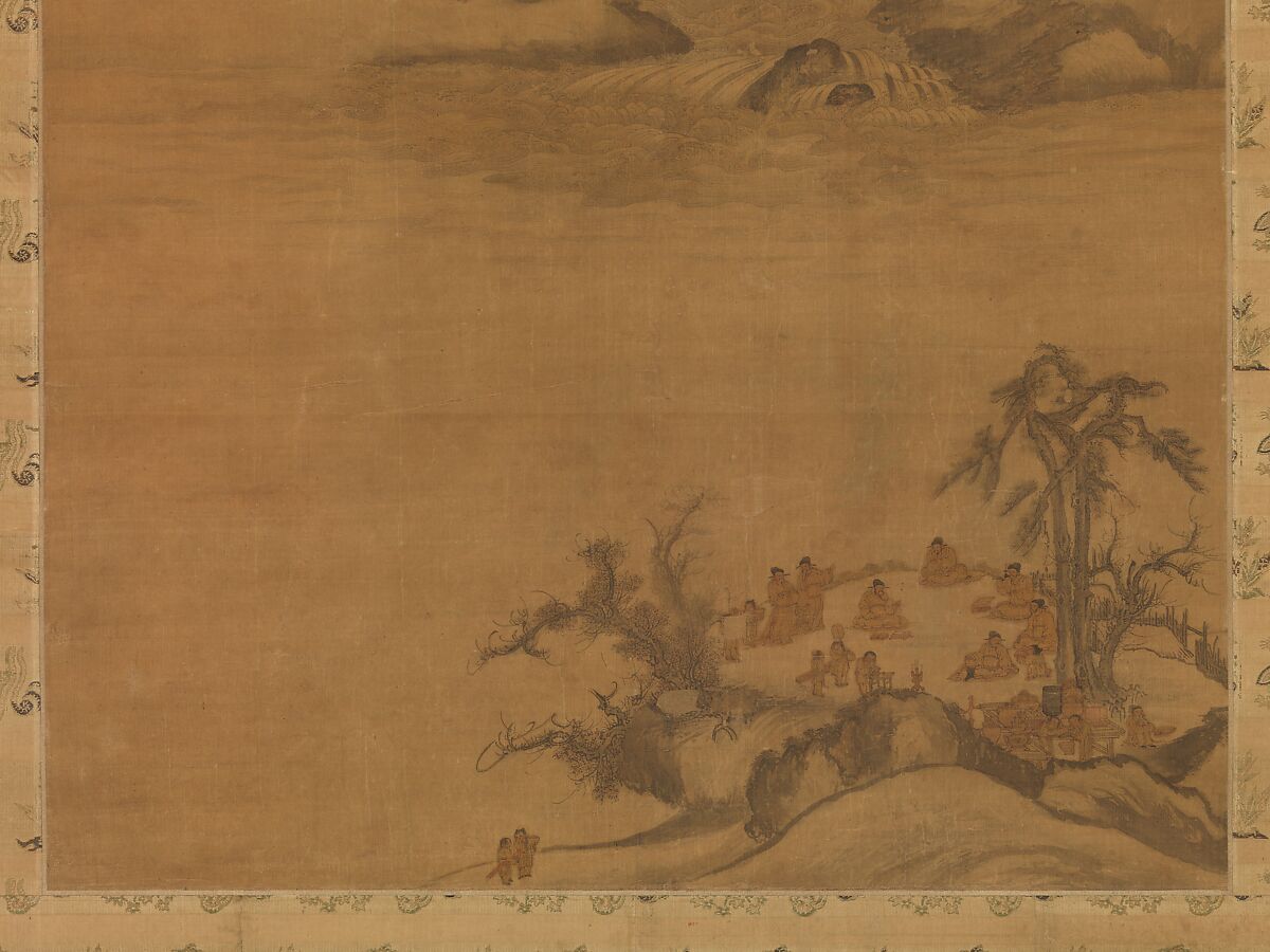 Gathering of government officials, Unidentified artist, Hanging scroll; ink and color on silk, Korea