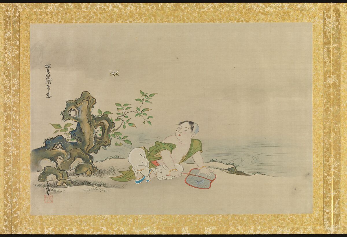 Album of Copies of Chinese Paintings, Kano Tsunenobu (Japanese, 1636–1713), Album leaf; ink and color on silk, Japan