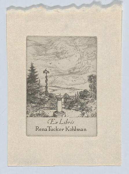 Ex Libris Rena Tucker Kohlman, Ernest Haskell (American, Woodstock, Connecticut 1876–1925 West Point, Maine), Etching and engraving 