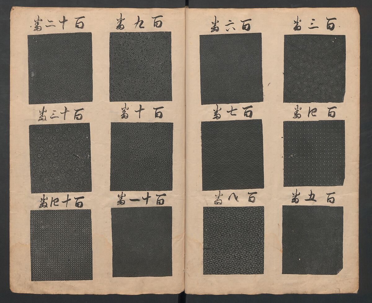 Book of Designs (Hon jirushi Shin Komon chō) 本印 新小紋帳, Unidentified artist, Ink and color on paper, Japan