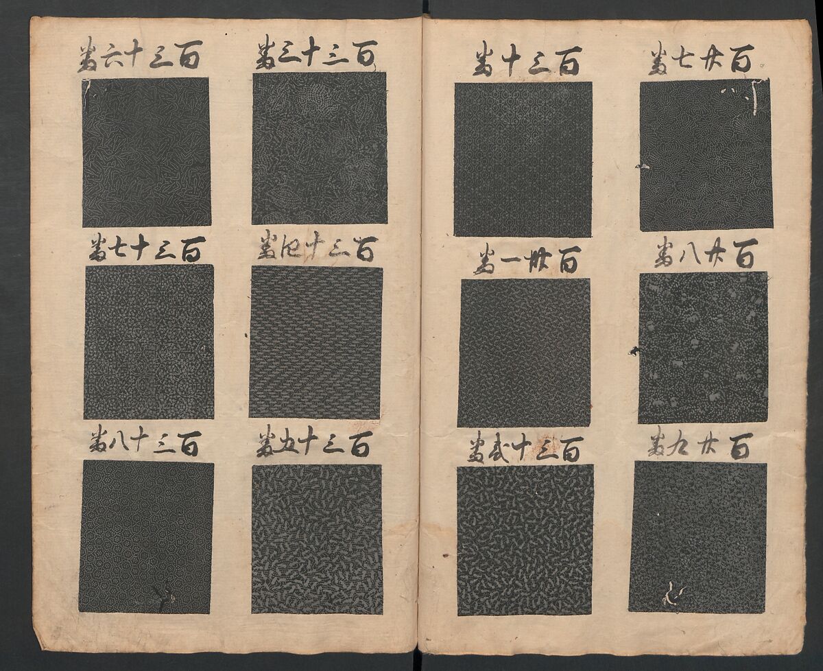 Book of Designs (Hon jirushi Shin Komon chō) 本印 新小紋帳, Unidentified artist, Ink and color on paper, Japan