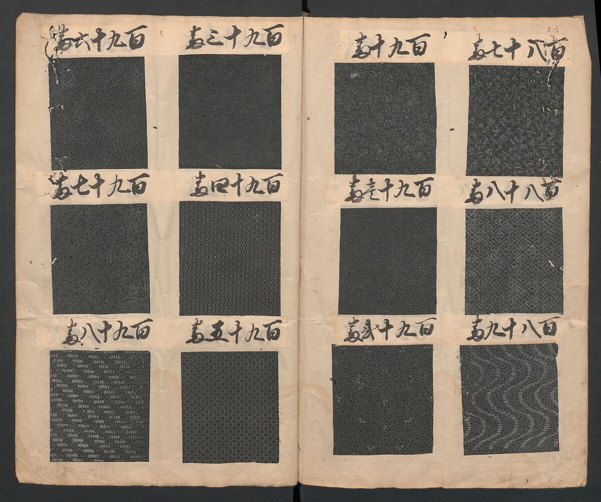 Book of Designs (Hon jirushi Shin Komon chō) 本印 新小紋帳, Unidentified artist, Ink and color on paper, Japan