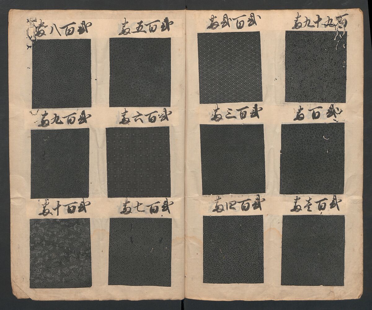 Book of Designs (Hon jirushi Shin Komon chō) 本印 新小紋帳, Unidentified artist, Ink and color on paper, Japan