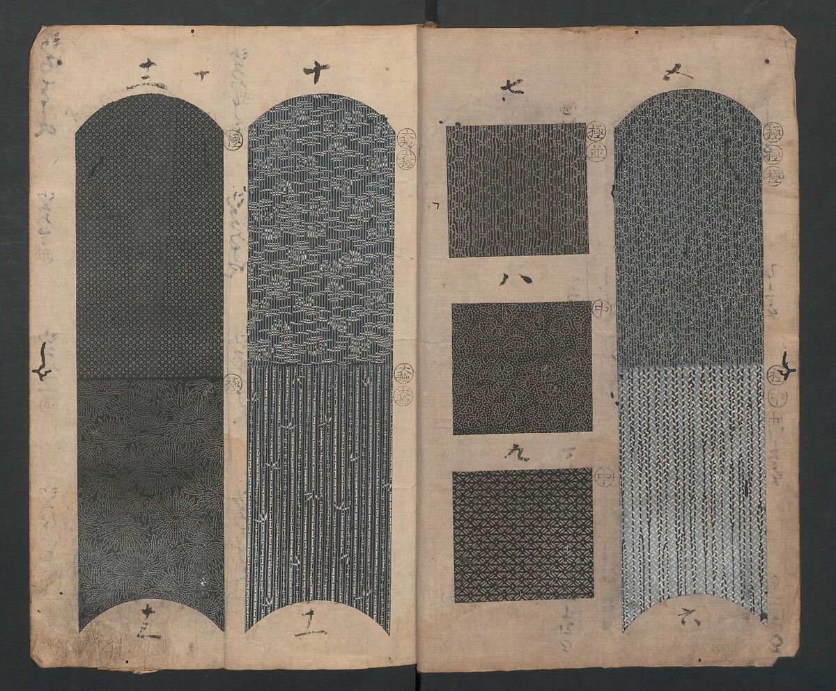 Book of Designs (Tsuchinoto shinsen Komon chō)  己新撰 小紋帳, Unidentified artist, Ink and color on paper, Japan 