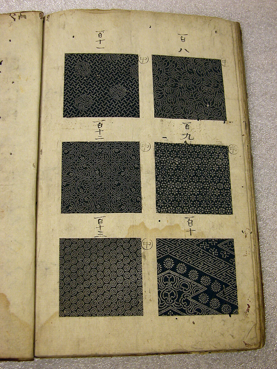Book of Designs (Tsuchinoto shinsen Komon chō)  己新撰 小紋帳, Unidentified artist, Ink and color on paper, Japan