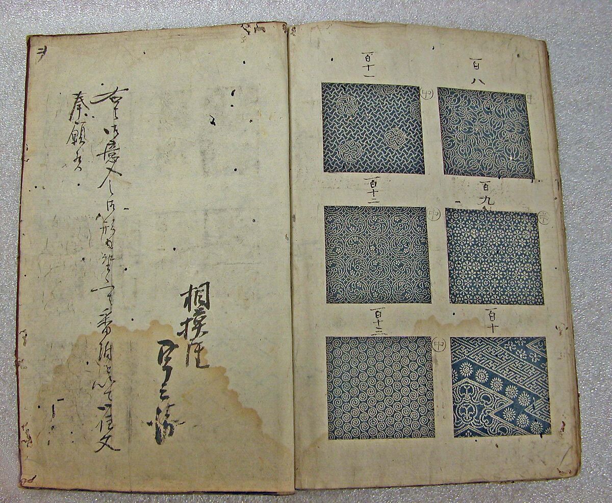 Book of Designs (Tsuchinoto shinsen Komon chō)  己新撰 小紋帳, Unidentified artist, Ink and color on paper, Japan