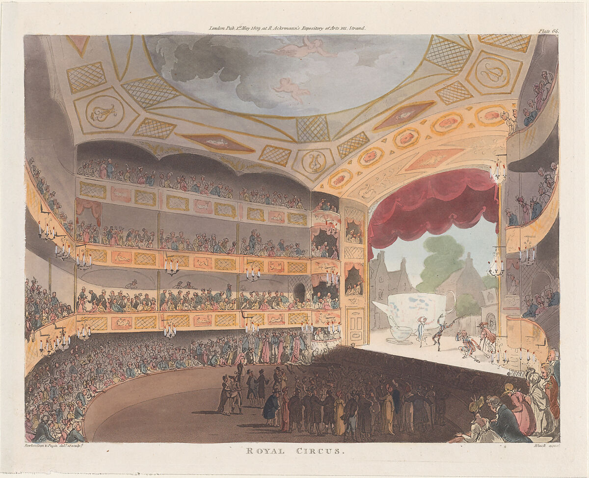 Royal Circus, Designed and etched by Thomas Rowlandson (British, London 1757–1827 London), Hand-colored etching and aquatint 