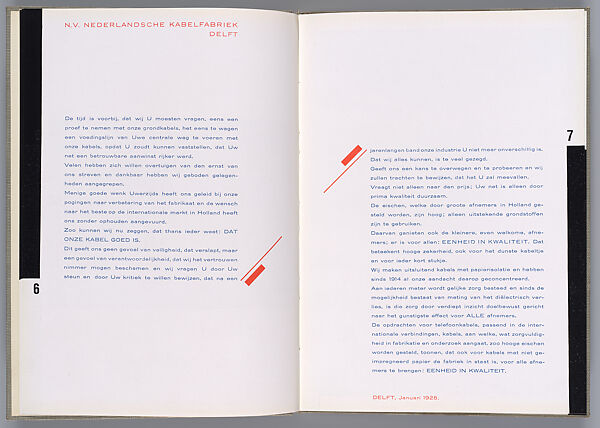 NKF: N.V. Nederlandsche Kabelfabriek Delft, Piet Zwart (Dutch, Zaandijk 1885–1977 Wassenaar), Letterpress