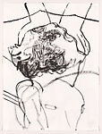 Brunnhilde with Heart, Dana Schutz (American, born Livonia, Michigan, 1976), Brush and ink and crayon on paper (recto) ; Brush and ink on paper (verso)