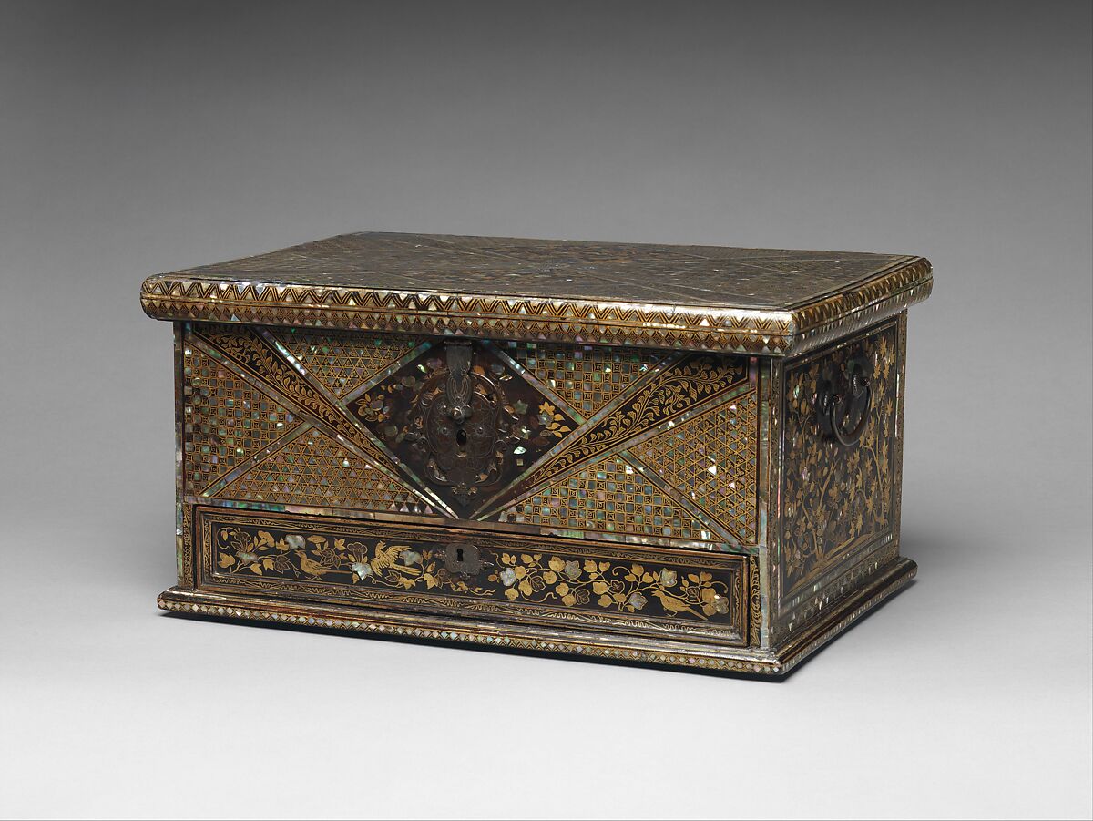 Chest with a Single Drawer, Gold lacquer with hiramaki-e and mother-of-pearl inlay; gilt copper fittings, Japan 