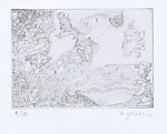 Le Maréchal, Alan Glass (Canadian, active Mexico,1932–2023 Mexico City), 3 portfolios of drypoint prints in boxes covered with black linen and with images inset on front and back of each box. Each box contains 11 drypoint prints and one sheet of letterpress text with a poem. Works in boxes 1 and 2 printed on BFK Rives 100% cotton, 250 grs and  box 3 printed on Hahnemühle 100% cotton, 300 grs.