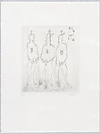 Le Maréchal, Alan Glass (Canadian, active Mexico,1932–2023 Mexico City), 3 portfolios of drypoint prints in boxes covered with black linen and with images inset on front and back of each box. Each box contains 11 drypoint prints and one sheet of letterpress text with a poem. Works in boxes 1 and 2 printed on BFK Rives 100% cotton, 250 grs and  box 3 printed on Hahnemühle 100% cotton, 300 grs.