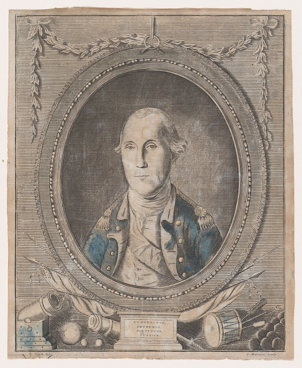 His Excellency George Washington, Esq-r., General and Commander in Chief of the Allied Armies, Supporting the Independence of America, John Norman (American (born England), ca. 1748–1817 Boston, Massachusetts), Engraving, with partial hand coloring 