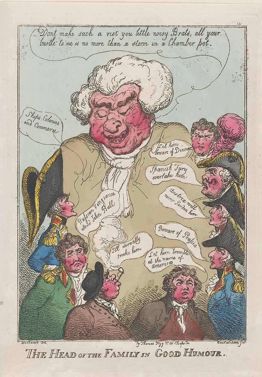 The Head of the Family in Good Humour, Designed and etched by Thomas Rowlandson (British, London 1757–1827 London), Hand-colored etching and aquatint 