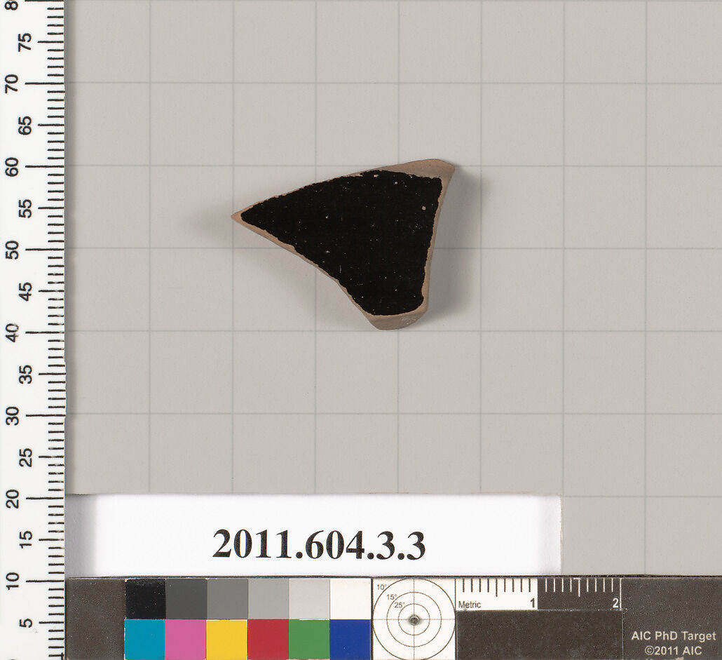 Terracotta fragment of a kylix (drinking cup), Terracotta, Greek, Attic