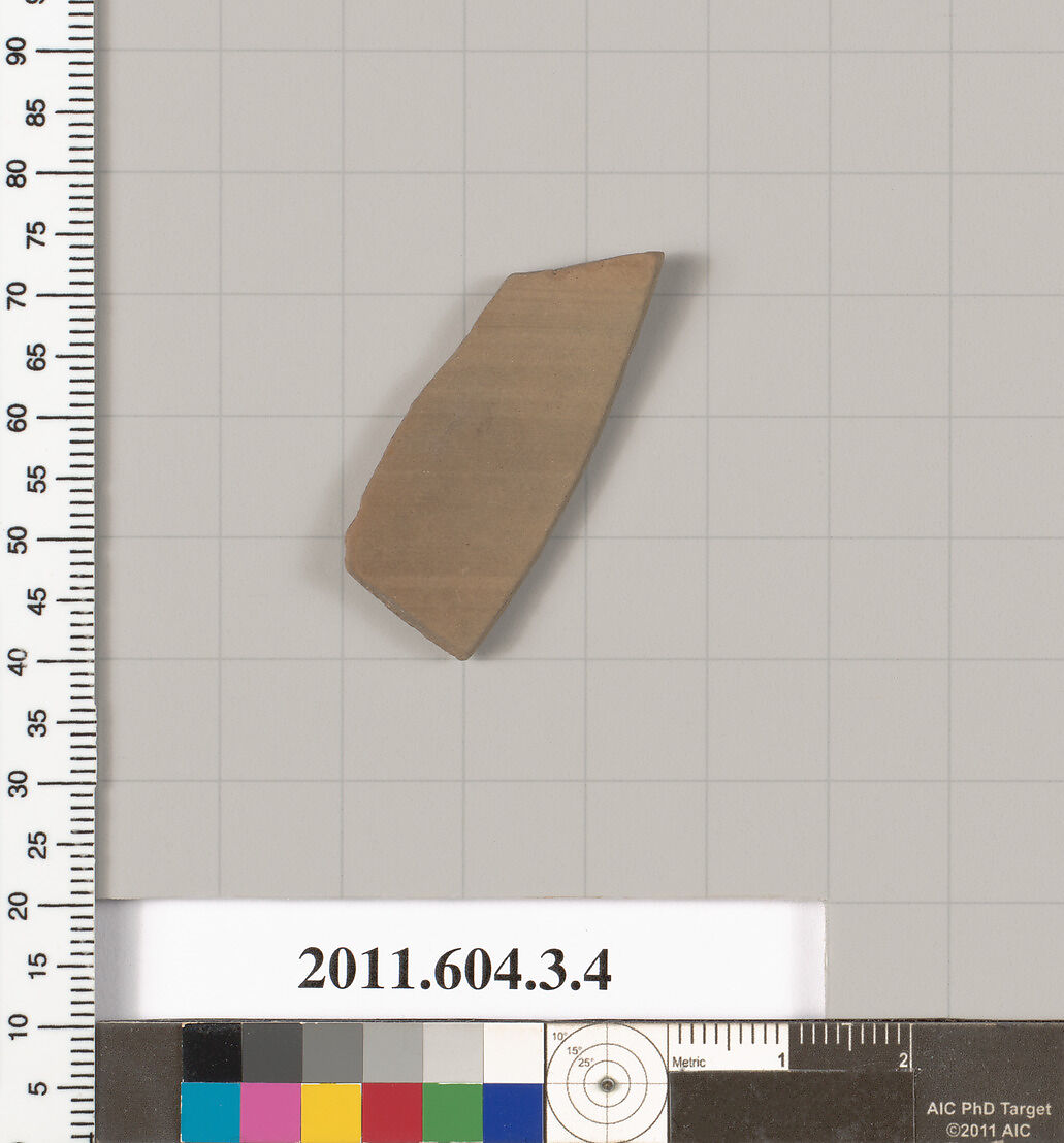 Terracotta fragment of a closed shape, Terracotta, Greek, Attic