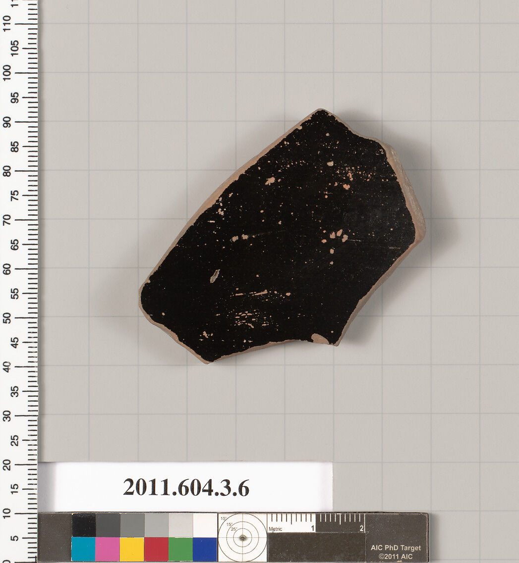 Terracotta fragment of a skyphos (deep drinking cup), Terracotta, Greek, Attic