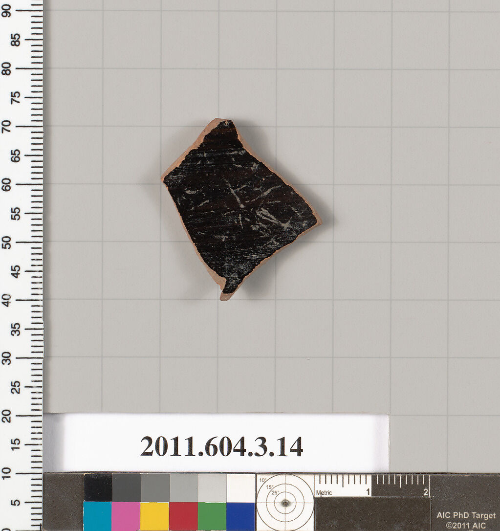 Terracotta fragment of a kylix (drinking cup)?, Terracotta, Greek, Attic