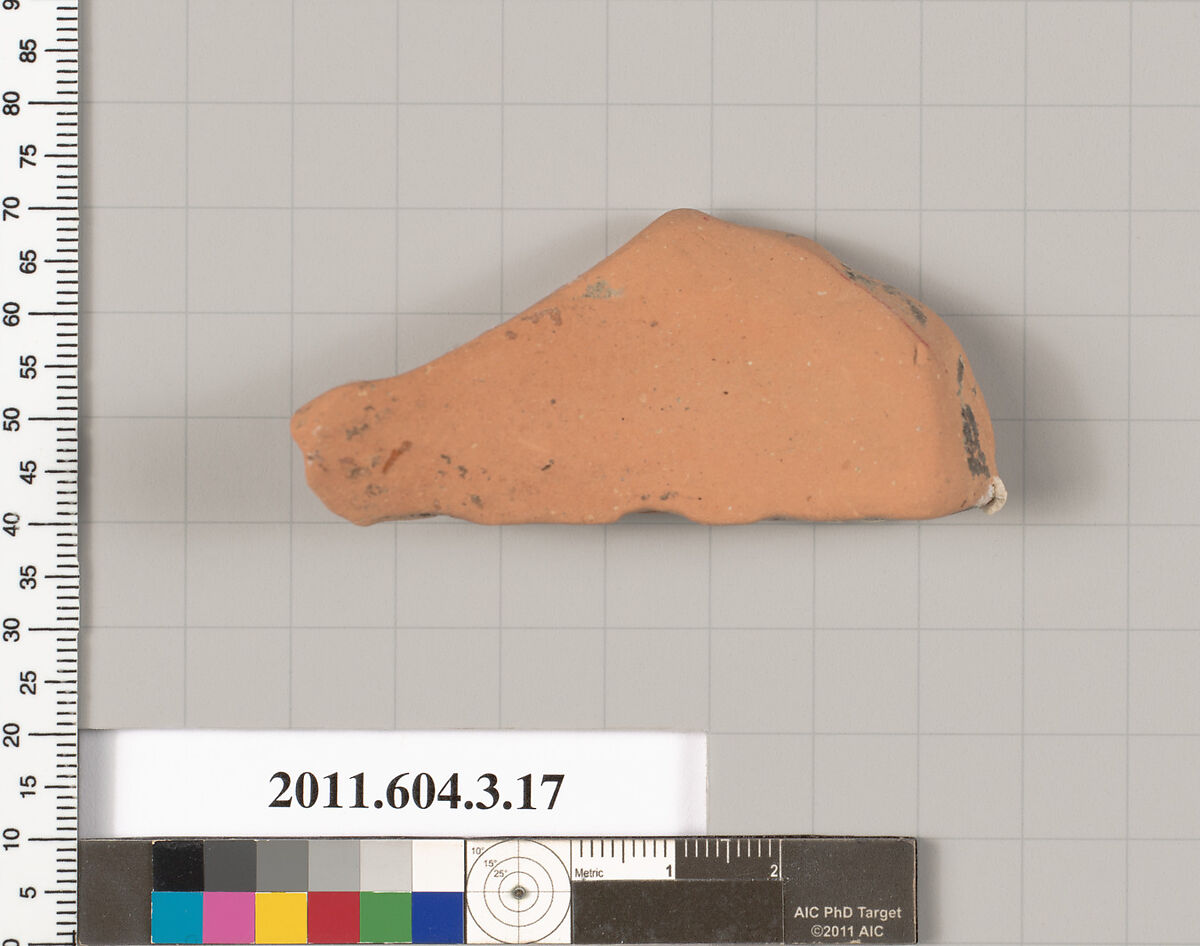 Terracotta fragment of a pelike (jar), Terracotta, Greek, Attic