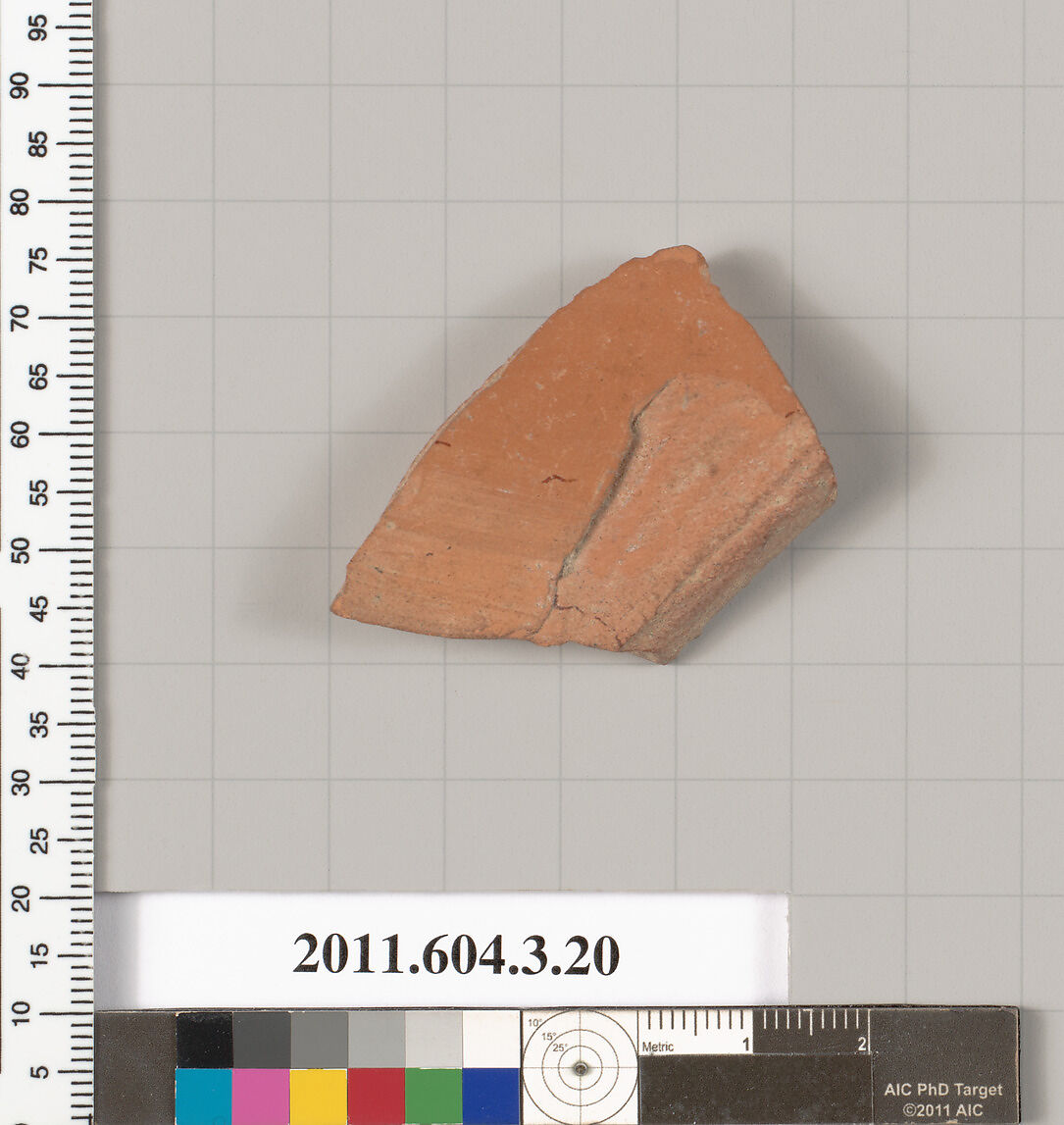 Terracotta fragment of a neck-amphora (jar), Terracotta, Greek, Attic