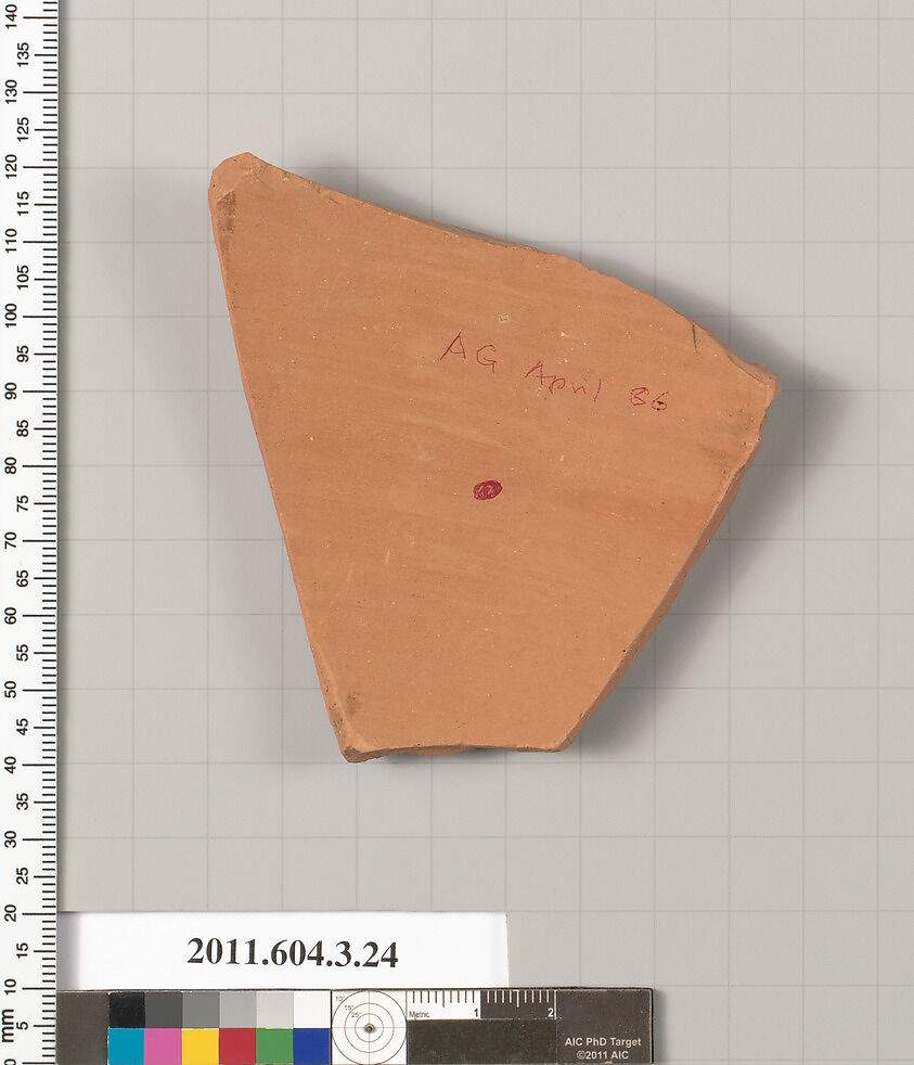 Terracotta fragment of a neck-amphora (jar), Terracotta, Greek, Attic