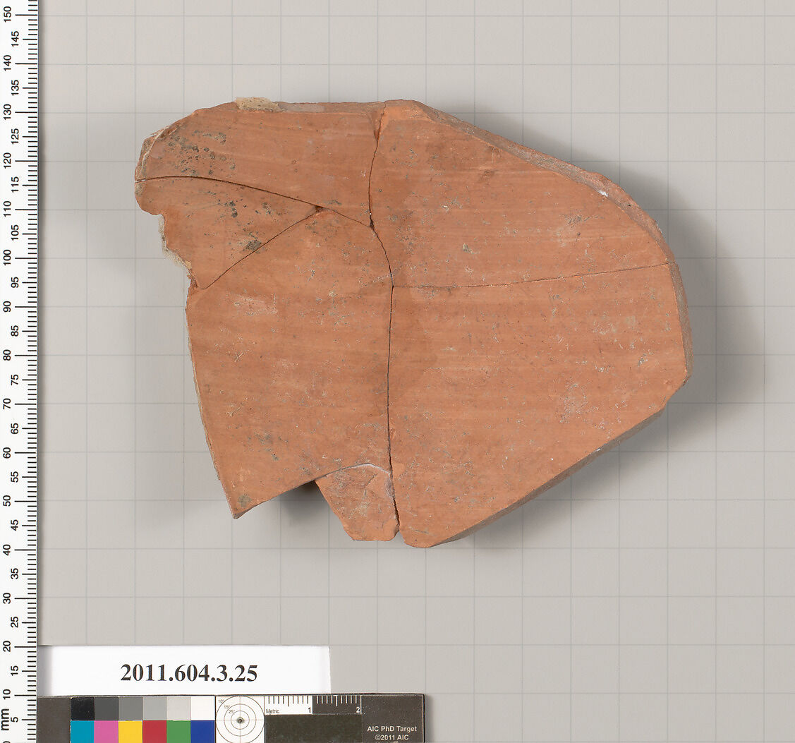 Terracotta fragment of an amphora (jar), Terracotta, Greek, Attic