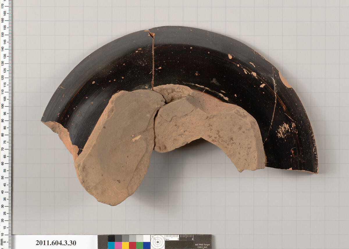 Terracotta fragment of an amphora (jar), Terracotta, Greek, Attic 