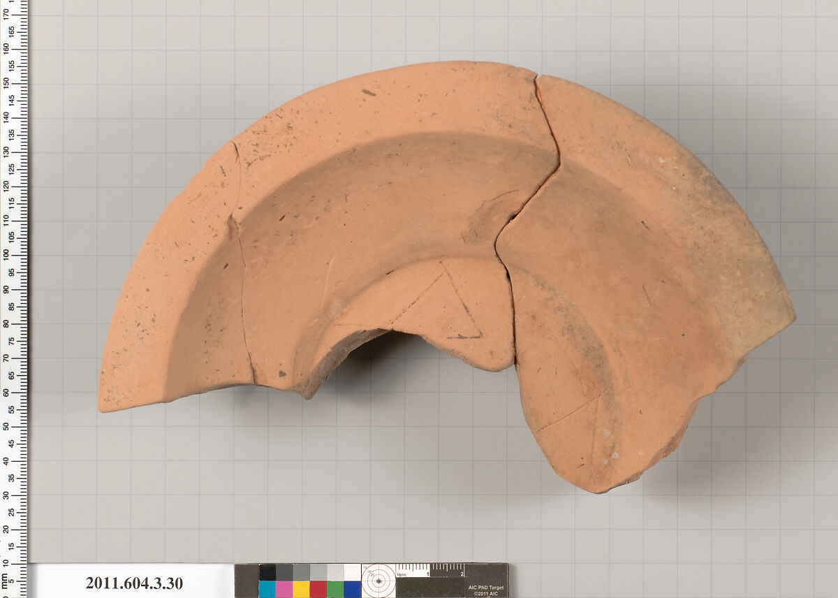 Terracotta fragment of an amphora (jar), Terracotta, Greek, Attic