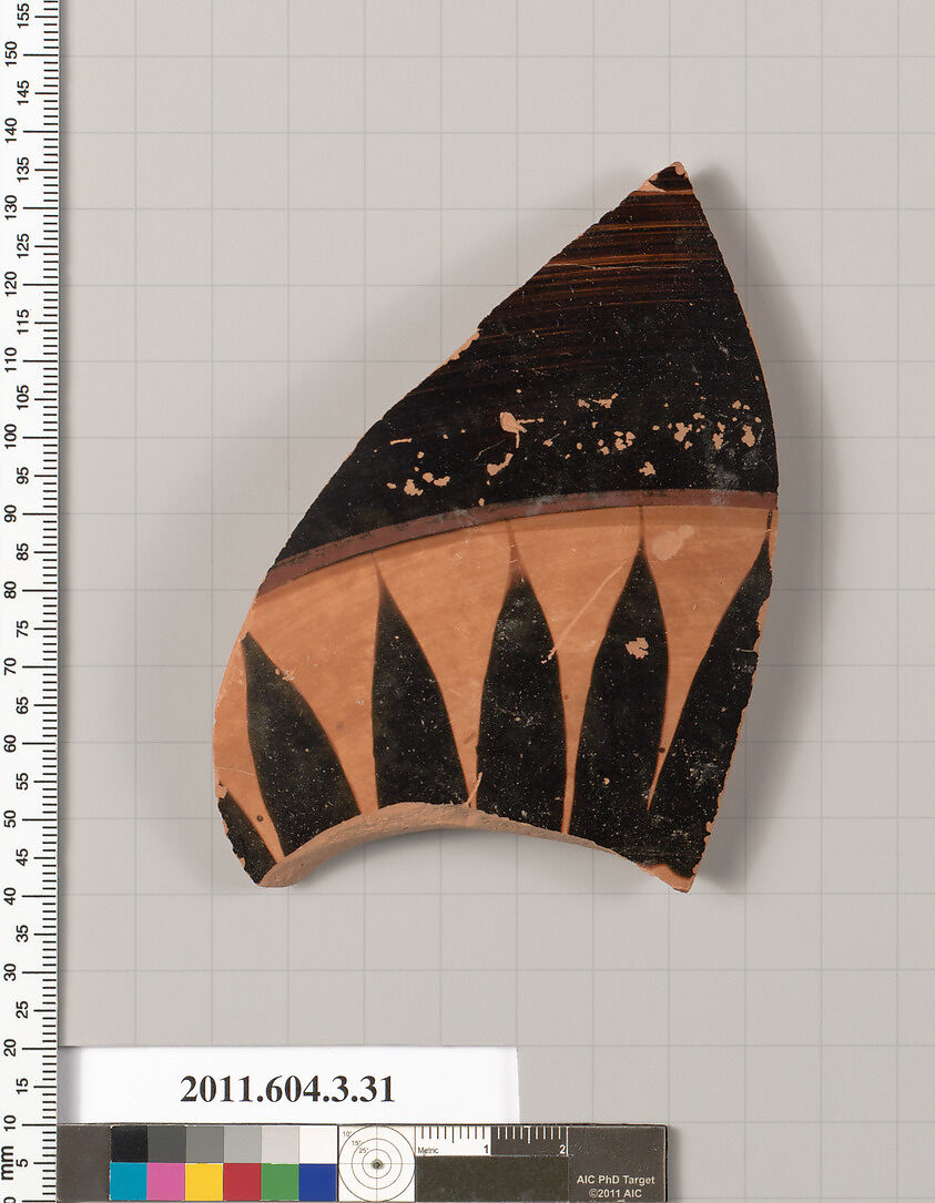 Terracotta fragment of an amphora (jar), Terracotta, Greek, Attic 