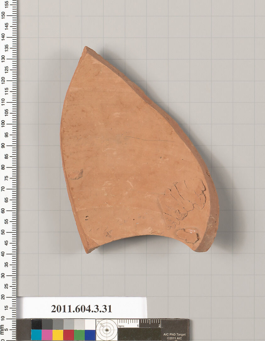 Terracotta fragment of an amphora (jar), Terracotta, Greek, Attic