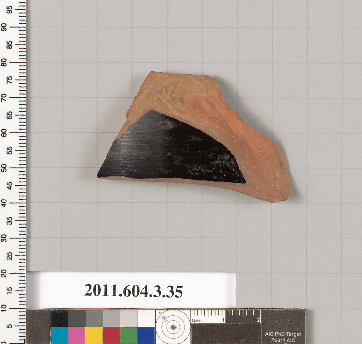Terracotta fragment of a pot, Terracotta, Greek, Attic 