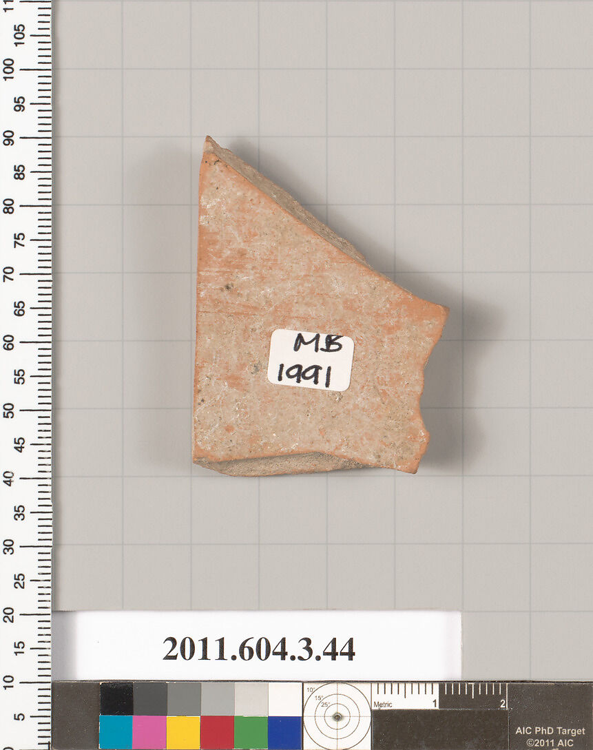 Terracotta fragment of an amphora (jar), Terracotta, Greek, Attic