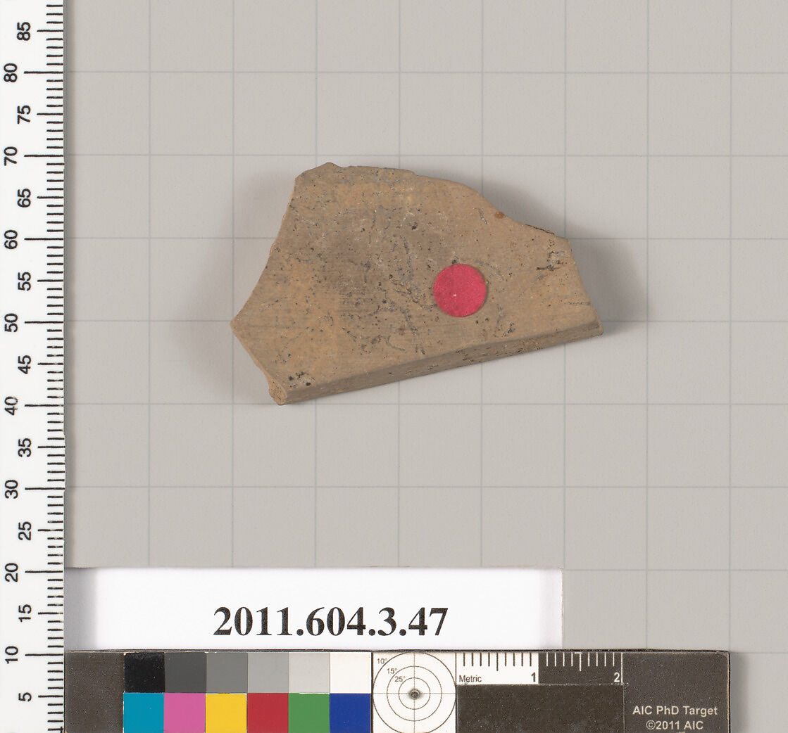 Terracotta fragment of an amphora (jar), Terracotta, Greek, Attic