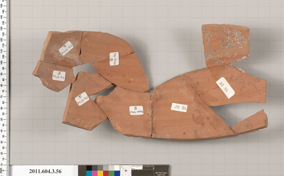 Terracotta fragment of an amphora (jar), Terracotta, Greek, Attic