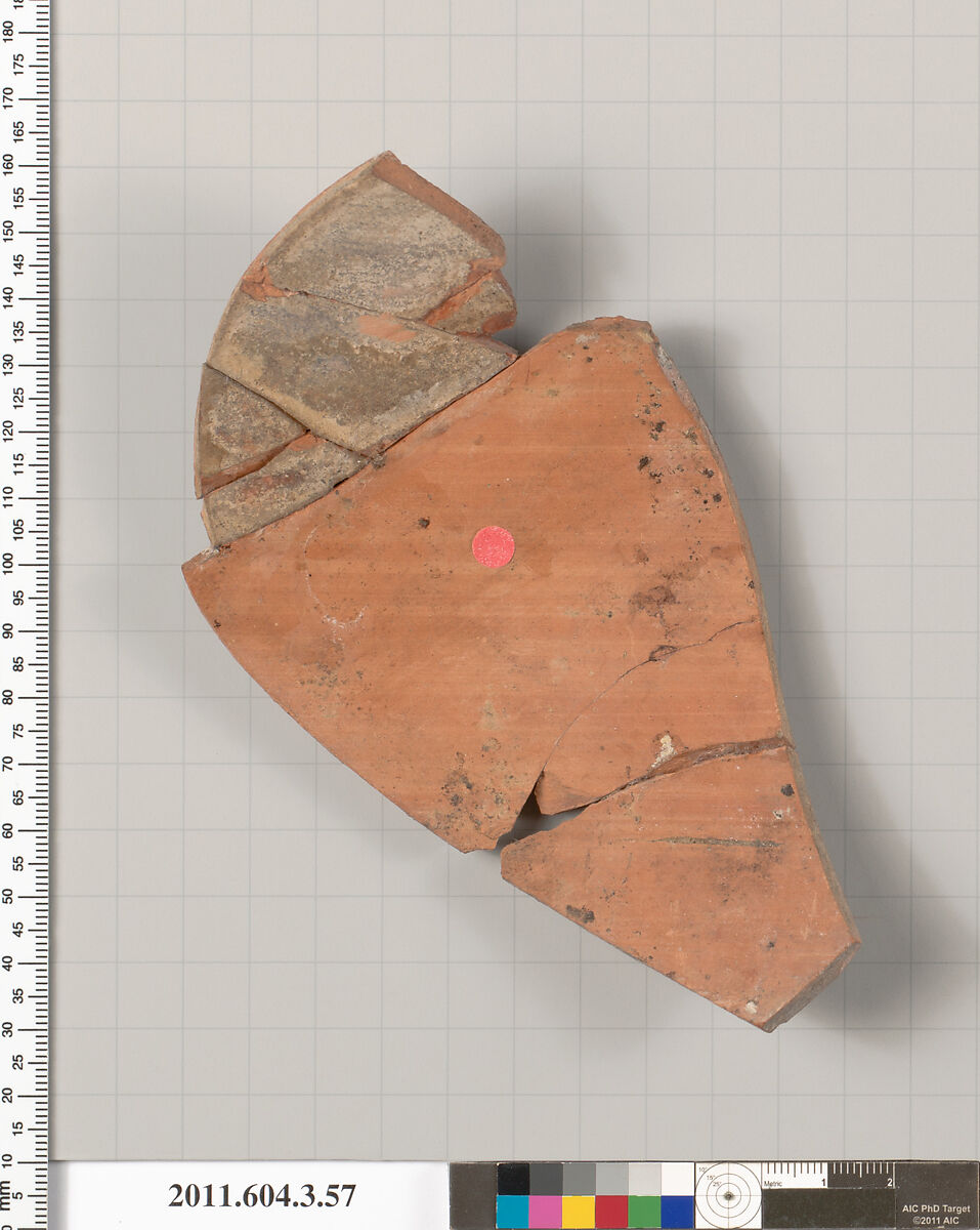 Terracotta fragment of an amphora (jar), Terracotta, Greek, Attic