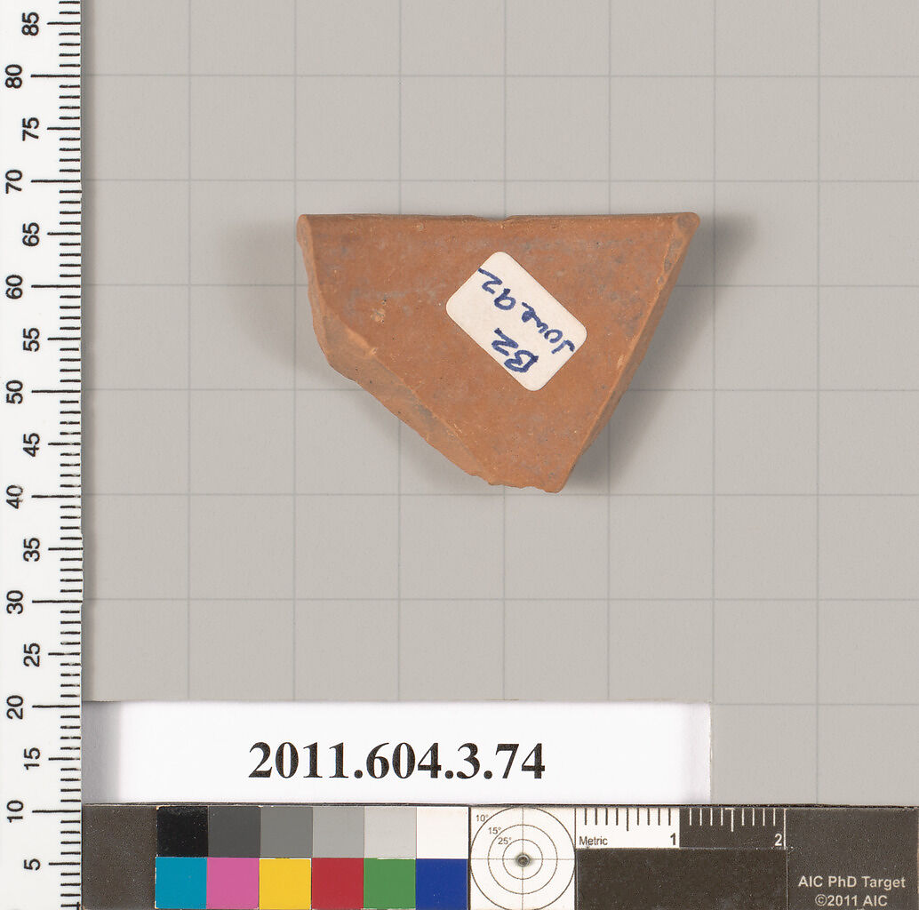 Terracotta fragment of an amphora (jar), Terracotta, Greek, Attic