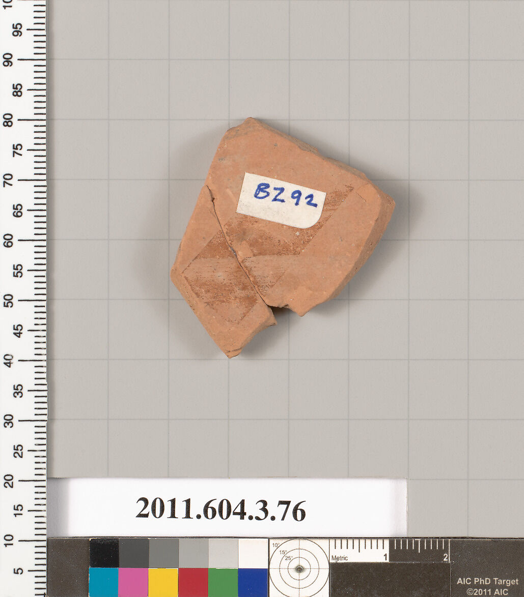 Terracotta fragment of an amphora (jar), Terracotta, Greek, Attic